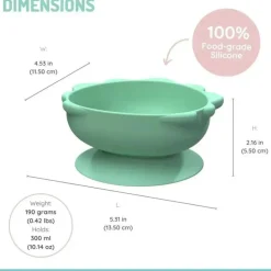 Melii - Ventosas de silicone para bebês e crianças pequenas, 10,1 onças - 2 unidades, Dino Green