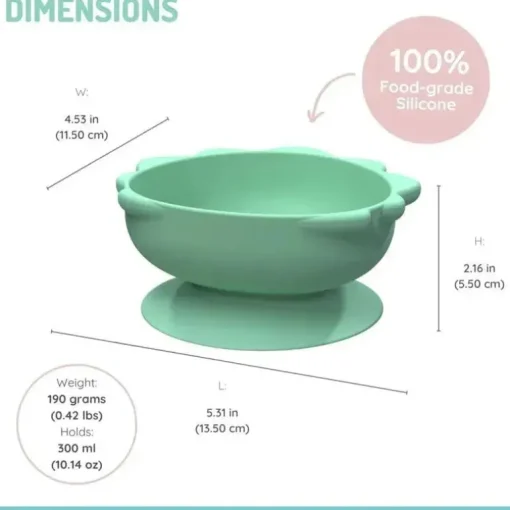 Melii - Ventosas de silicone para bebês e crianças pequenas, 10,1 onças - 2 unidades, Dino Green