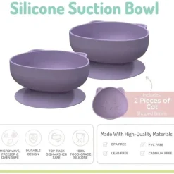Melii - Ventosas de silicone para bebês e crianças pequenas, 10,1 onças - pacote com 2, gato roxo