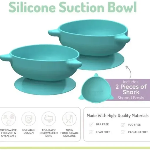 Melii - Ventosas de silicone para bebês e crianças pequenas, 10,1 onças - pacote com 2, azul tubarão
