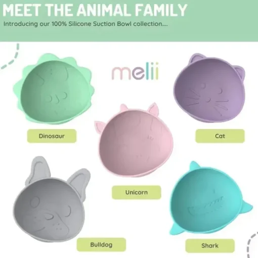 Melii - Ventosas de silicone para bebês e crianças pequenas, 10,1 onças - pacote com 2, gato roxo