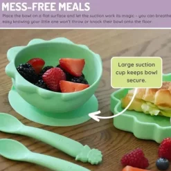 Melii - Ventosas de silicone para bebês e crianças pequenas, 10,1 onças - 2 unidades, Dino Green