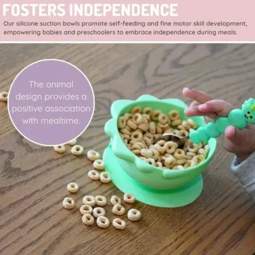 Melii - Ventosas de silicone para bebês e crianças pequenas, 10,1 onças - 2 unidades, Dino Green