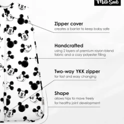Milk Snob – Saco de dormir para bebês da Disney, saco de dormir sem mangas e cobertor com zíper vestível, Mickey