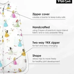 Milk Snob – Saco de dormir para bebês da Disney, saco de dormir sem mangas e cobertor com zíper vestível, princesa