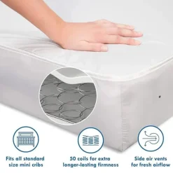 Million Dollar Baby - Colchão de berço MINI à prova d'água DaVinci Deluxe Coil em branco