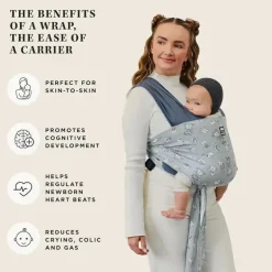 Moby - Transportador Easy-Wrap, Transportador de Bebê e Wrap in One, Disney Star Wars Grogu's Galaxy