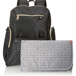 Mochila Mochila Bolsa Fraldas Fisher-Price, sistema de bolso Fastfinder, preto