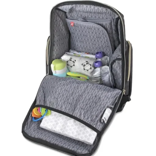 Mochila Mochila Bolsa Fraldas Fisher-Price, sistema de bolso Fastfinder, preto