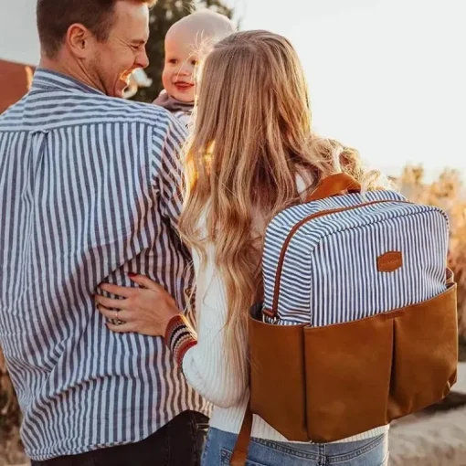 Mochila Tomy - Jj Cole Popperton Bolsa de Fraldas Cognac Strip