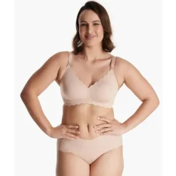 Momcozy - Seamless Floral Push Up Nursing Bra, Oyster Pink
