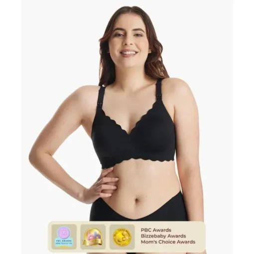 Momcozy - Seamless Floral Push Up Nursing Bra-Black