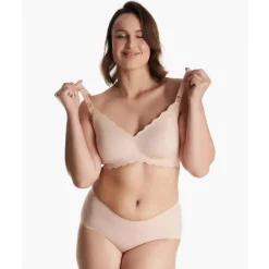 Momcozy - Seamless Floral Push Up Nursing Bra, Oyster Pink