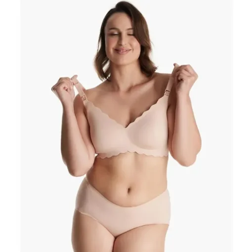 Momcozy - Seamless Floral Push Up Nursing Bra, Oyster Pink