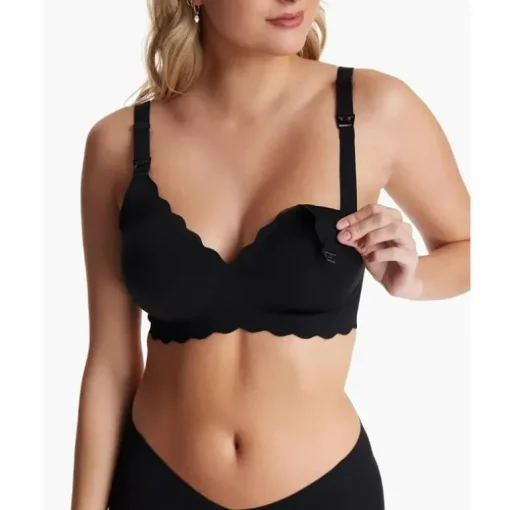 Momcozy - Seamless Floral Push Up Nursing Bra-Black