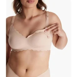 Momcozy - Seamless Floral Push Up Nursing Bra, Oyster Pink