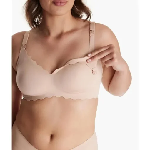 Momcozy - Seamless Floral Push Up Nursing Bra, Oyster Pink