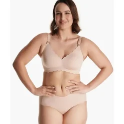 Momcozy - Yn46 Seamless Floral Push Up Nursing Bra-Oyster Pink, Xl