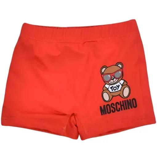 Moschino - Calção de banho para bebê menino com urso em óculos de sol, vermelho