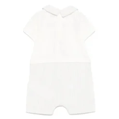 Moschino Baby - Boy Short Sleeve Romper With Stripes And Bear Print Beige