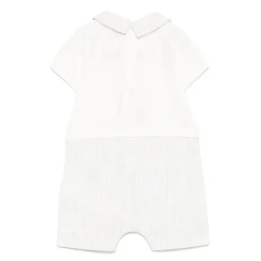 Moschino Baby - Boy Short Sleeve Romper With Stripes And Bear Print Beige