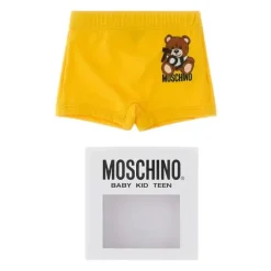 Moschino Baby - Boy Swim Shorts With Toy Bear Print In Gift Box Yellow