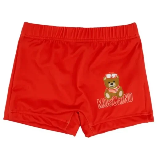 Moschino Baby - Boys Swim Shorts With Gift Box Bear Sailor Logo Print, Poppy Red