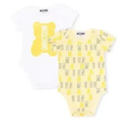 Moschino Baby - Conjunto de Body de Jersey Unissex com Brinquedo Dourado
