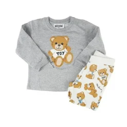 Moschino Baby - Conjunto de camiseta com calça com estampa de urso, cinza