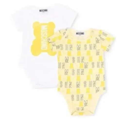 Moschino Baby - Conjunto de Body de Jersey Unissex com Brinquedo Dourado