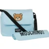 Moschino Baby - Diaper Bag With Changing Bear Logo Print, Light Blue