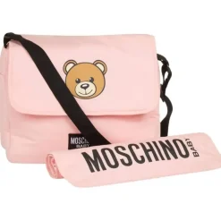 Moschino Baby - Diaper Bag With Changing Mt Bear Logo Print, Pink