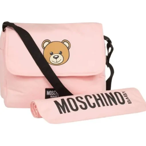 Moschino Baby - Diaper Bag With Changing Mt Bear Logo Print, Pink
