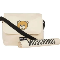 Moschino Baby - Diaper Bag With Changing Mt Bear Logo Print, Beige