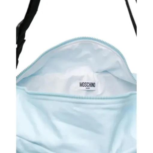Moschino Baby - Diaper Bag With Changing Bear Logo Print, Light Blue