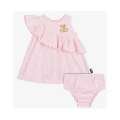Moschino Baby - Girl Ruffled Gingham Dress W Bloomers White And Light Pink