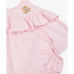 Moschino Baby - Girl Ruffled Gingham Dress W Bloomers White And Light Pink