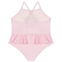 Moschino Baby - Girl Ruffled Swimsuit With Bear Heart Print, Light Pink