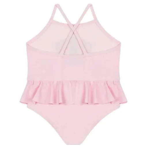 Moschino Baby - Girl Ruffled Swimsuit With Bear Heart Print, Light Pink