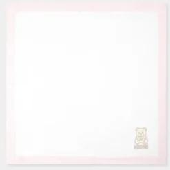 Moschino Baby - Popeline Striped Blanket With Bear Embroidery, Light Pink