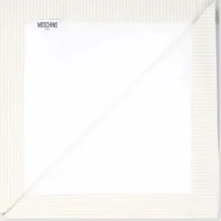 Moschino Baby - Popeline Striped Blanket With Bear Embroidery, Beige