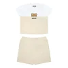 Moschino Baby - Short Sleeve Tee And Shorts Set With Bear Print In Gift Box Beige