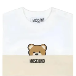 Moschino Baby - Short Sleeve Tee And Shorts Set With Bear Print In Gift Box Beige