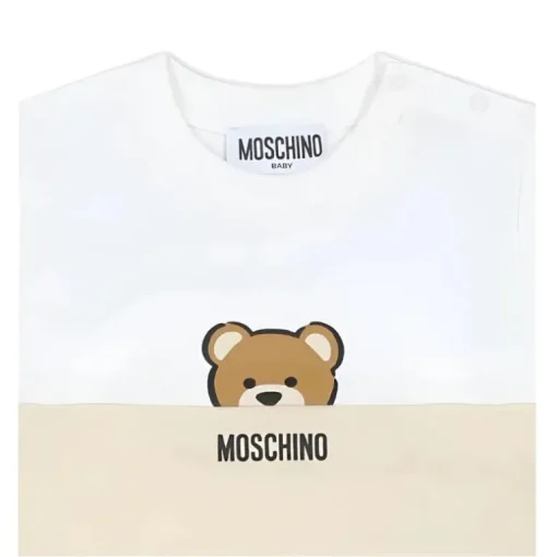 Moschino Baby - Short Sleeve Tee And Shorts Set With Bear Print In Gift Box Beige