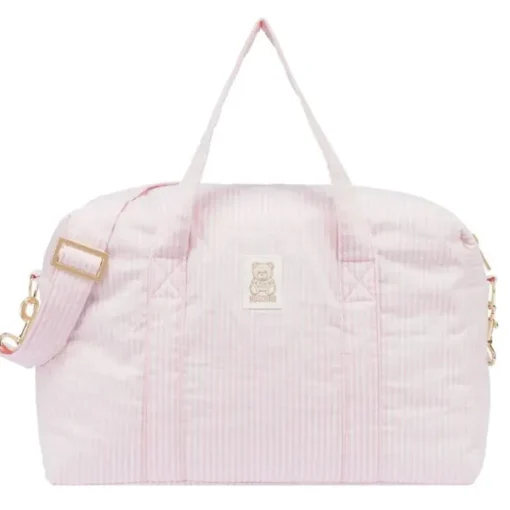 Moschino Baby - Striped Diaper Bag With Bear Patch Changing Mat Light Pink