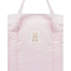 Moschino Baby - Striped Diaper Bag With Bear Patch Changing Mat Light Pink