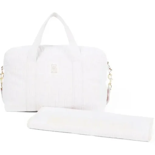 Moschino Baby - Striped Diaper Bag With Bear Patch Changing Mat Beige