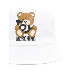 Moschino Baby - Unisex Toy Bear Logo Print Bucket Hat With Gift Box, White