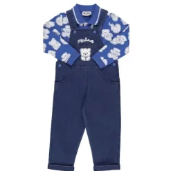 Moschino bebê - menino camisa pólo e conjunto de macacão de pelúcia, azul