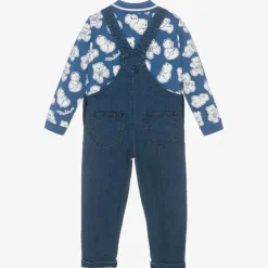 Moschino bebê - menino camisa pólo e conjunto de macacão de pelúcia, azul